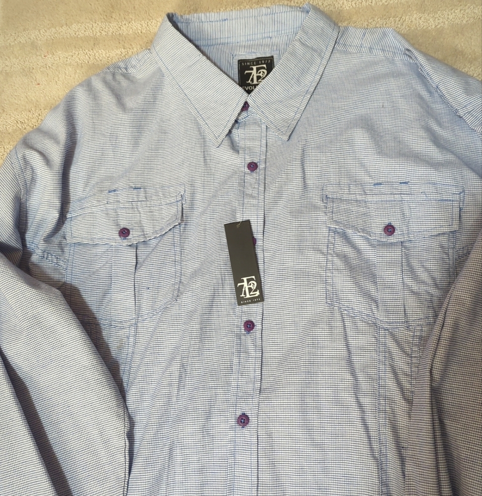 💙Evolution Sports Shirt Mens 6X Long Sleeve Button Up Blue Checks Big NWT - Picture 3 of 8
